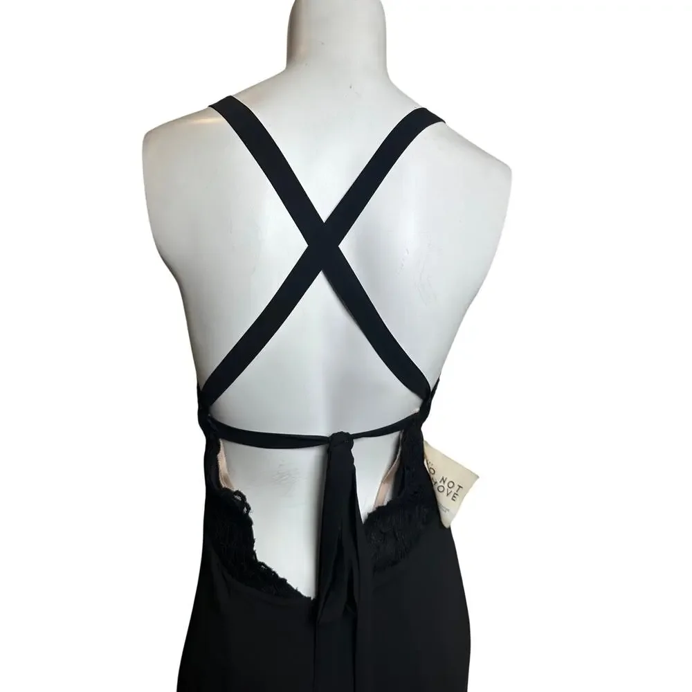 Fame and Partners MC180 Black Lace Bodice Maxi Dress Size 8 V Neck Formal NWT - Picture 8 of 13